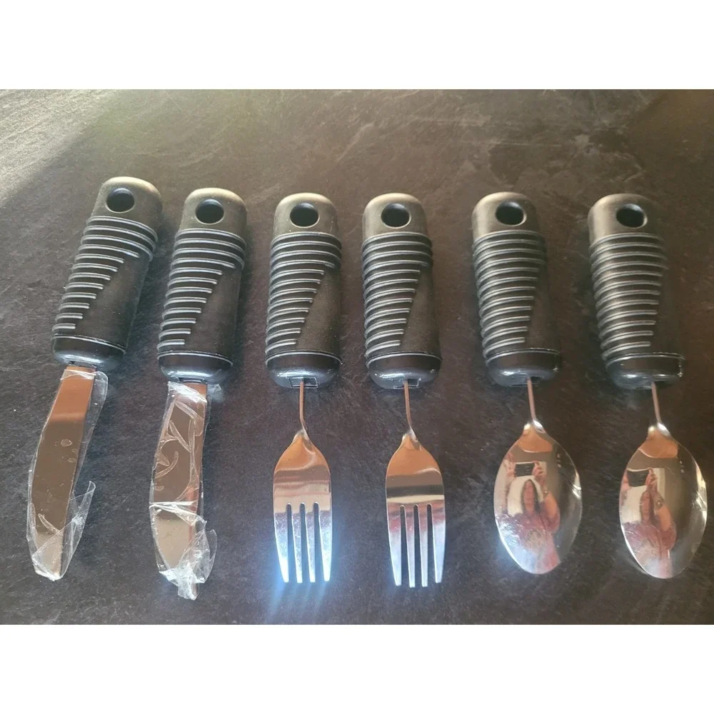 Set Adaptive Weighted‎ Silverware Utensils Parkinsons Tremor Arthritis Easy Grip